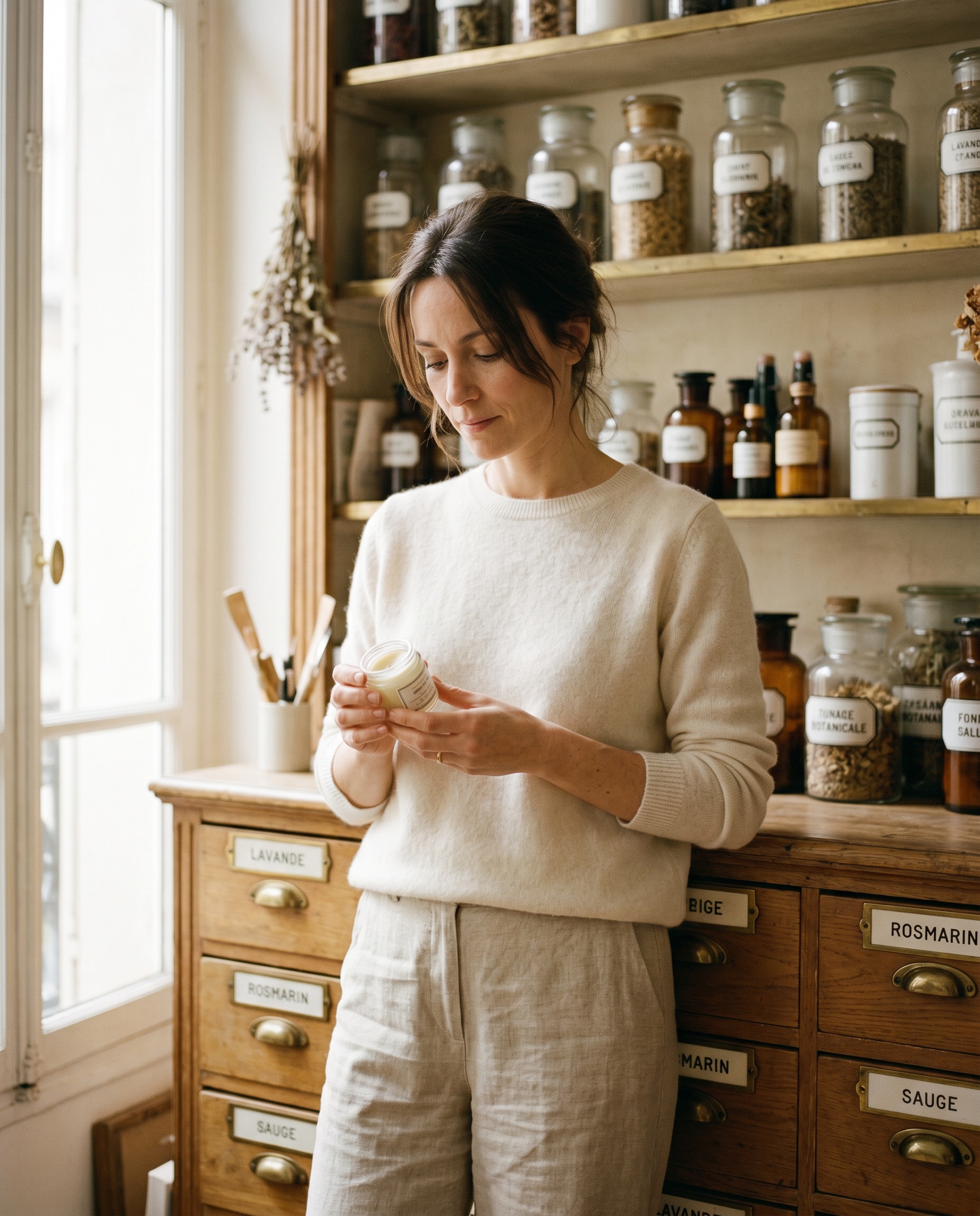 Aurélia — la fondatrice à l'atelier
